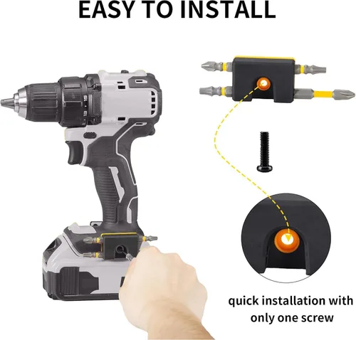 Vista 4 de Uniqwamo Soporte de brocas compatible con Dewalt 20 V, organizador de brocas compatible con taladros que llevan hasta 4 brocas en el lateral de tu