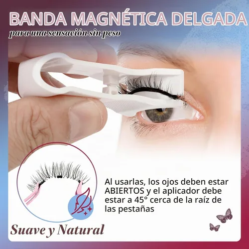 Vista 2 de Mayhug Pestañas magnéticas 3 pares con aplicador y rizador, kit