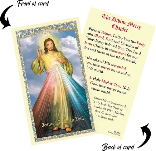 Vista 6 de Rosario de la Divina Misericordia – con tarjetas de oración de la Divina Misericordia, tarjeta de oración del Señor Rosario de la Divina
