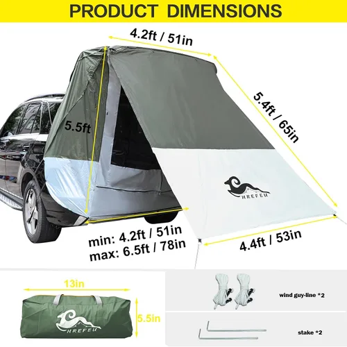 Vista 2 de SUV Tailgate Tent with Tailgate Accessories Awnings & Shelters, Hatchback Tent,UPF 50++ with Portable Waterproof Storage Bag for Any