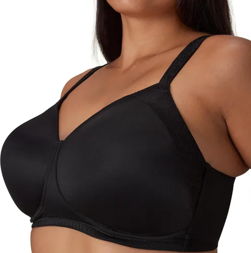 Vista 3 de PLAYTEX womens Secrets Perfectly Smooth Wireless Bra, Full-coverage T-shirt Bra for Full Figures Panel lateral negro