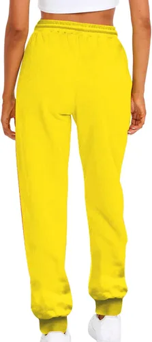 Vista 3 de Pantalones deportivos de forro polar para mujer, holgados, casuales, de cintura alta, para entrenamiento, atléticos, con parte inferior de cincha