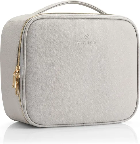 Vista 12 de Vlando - Bolsa de maquillaje de viaje, organizador de bolsa de maquillaje, ideas de regalo para mujeres y niñas, bolsa de almacenamiento