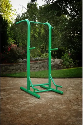 Vista 9 de Stamina Pull Up Bar Tower & Dip Station, Free Standing Outdoor Home Gym Equipment - Adjustable and Portable Workout Stand for Calisthenics Body Verde