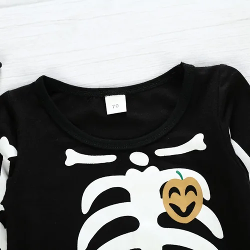 Vista 5 de Ropa de Halloween para bebé niño pequeño, disfraz de esqueleto con capucha