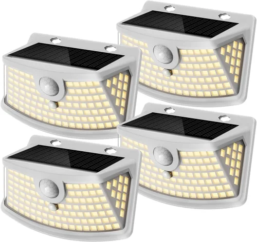 Vista 14 de Aootek Luces solares con sensor de movimiento, 120 luces LED con reflector de luces, gran angular de 270°, impermeable IP65, luces de paso