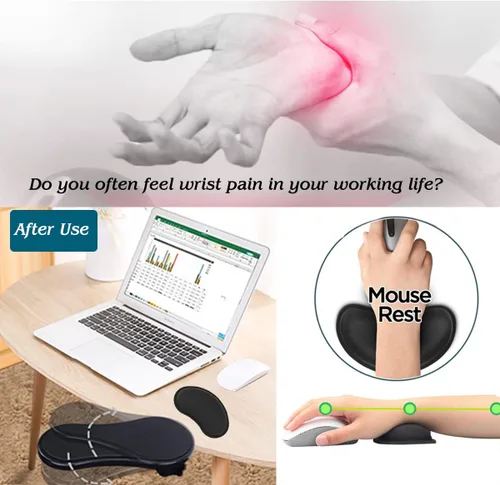 Vista 3 de Soporte para reposabrazos, almohadilla para reposamuñecas para teclado, con cojín de muñeca para mouse para oficina, extensor de reposamuñecas