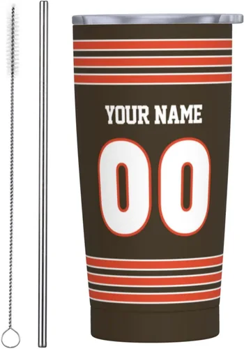 Vista 17 de Arizona - Vaso aislado personalizado con número de nombre, vasos de fútbol personalizados con pajita, taza de viaje personalizada para café, regalos