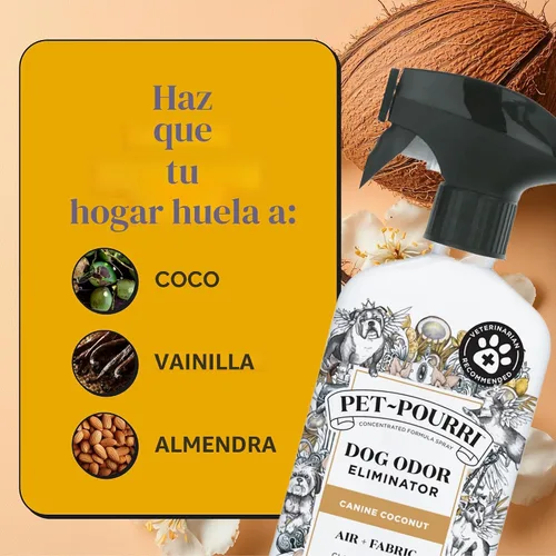 Vista 11 de Pet-Pourri Pet Odor Air + Spray eliminador de olores de tela, coco canino, 16 onzas líquidas