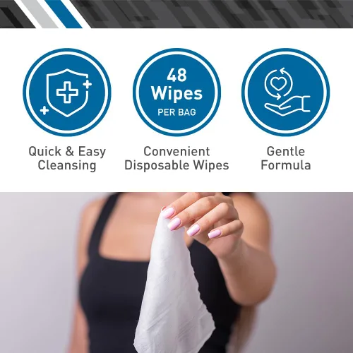 Vista 5 de BodyMed Toallitas desechables para incontinencia para adultos, 48 toallitas por paquete (1 unidad), paños prehumedecidos e hipoalergénicos