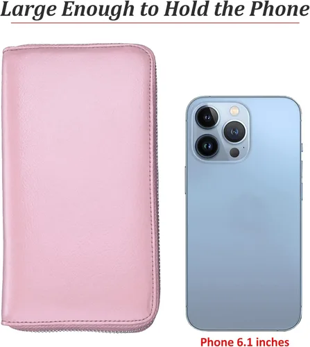 Vista 6 de Easyoulife Tarjetero de cuero genuino para mujer con 36 ranuras de seguridad RFID, L