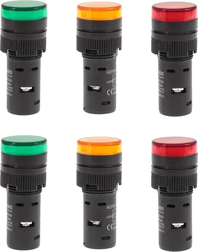 Vista 6 de Luces indicadoras LED industriales de 20 mA de 0.630 in x 2.5 pulgadas, ahorro de energía, 3 bombillas verdes y 3 rojas para equipos industriales