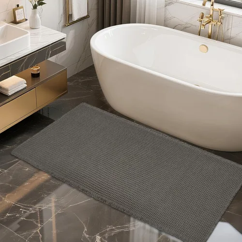 Vista 12 de ZALL - Tapete de baño de punto gofre beige, súper absorbente, antideslizante, largo, color crema, 24 x 72 pulgadas, lavable a máquina, ultra suave