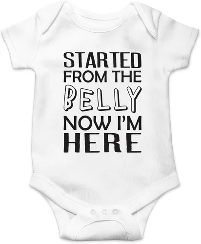 Vista 9 de CBTwear Started From The Belly, Now I'm Here - Ropa de bebé - Divertidos trajes para recién nacidos para niños y niñas