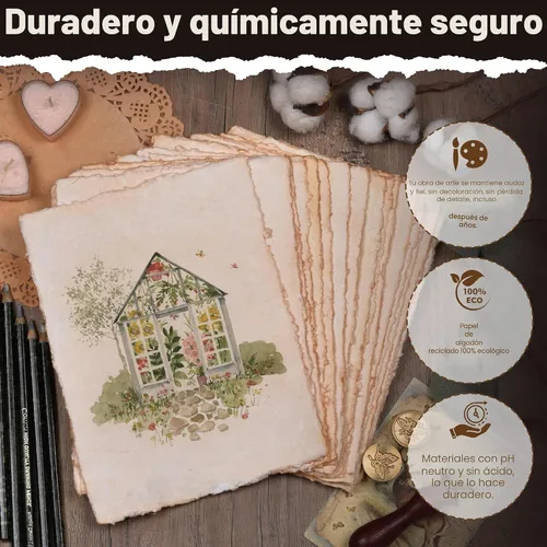 Vista 4 de LEATHER VILLAGE Papel de acuarela - 6 x 4 pulgadas - 25 hojas de papel de acuarela para dibujar, esbozar, pintar y manualidades - 150 GSM papel