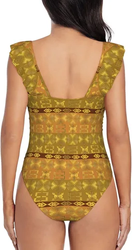 Vista 5 de DKJlitter Women's deep V-Neck Swimsuit, Ruffle Piece Swimsuit, Ruched Tummy Swimsuit
