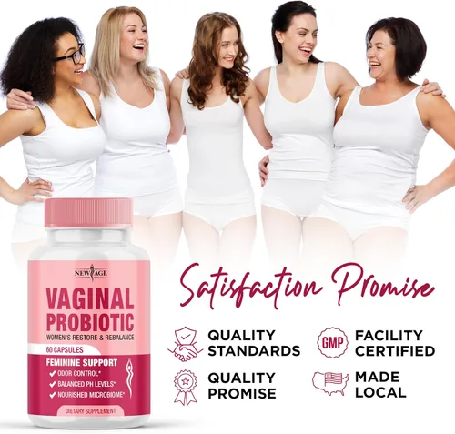 Vista 6 de NEW AGE Probióticos vaginales para mujeres con prebióticos, extracto de arándano y una mezcla de probióticos Lactobacillus, apoya el equilibrio