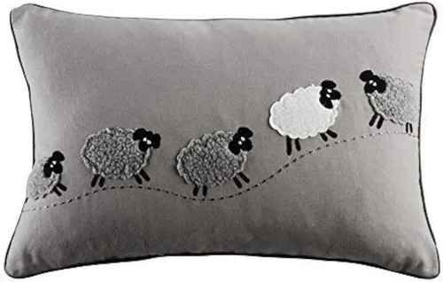 Vista 8 de JWH Funda de almohada rectangular decorativa de oveja, funda de almohada decorativa con apliques, funda de almohada hecha a mano, para cama, sofá