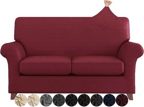 Vista 50 de ZNSAYOTX 2 fundas para sillas con brazos para sala de estar, súper suave, con funda de cojín de asiento, gruesa, duradera, mezcla de elastano, alta