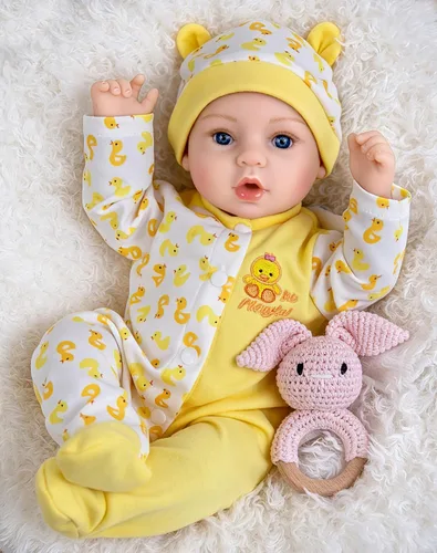 Vista 9 de Aori Reborn Baby Dolls Boy - Muñeca realista de bebé recién nacido de 18'' con juego de alimentación azul y certificado de nacimiento - Cuerpo