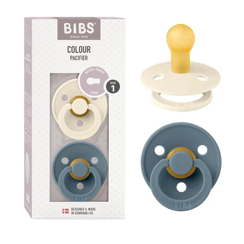 Vista 59 de BIBS - Paquete de 2 chupetes para bebés, goma natural libre de bisfenol A, hechos en Dinamarca, colección Colour, para bebés de 18+ meses, azul bebé