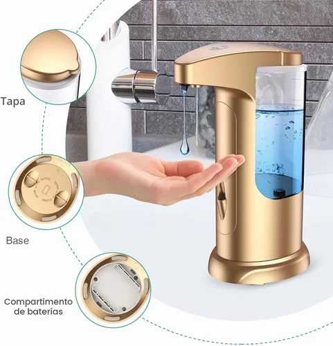 Vista 2 de Dispensador de jabón automático sin contacto de 12.5 onzas, dispensador automático de jabón líquido para manos, funciona con pilas, volumen