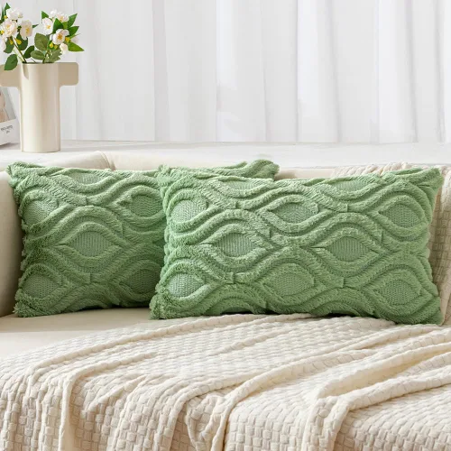 Vista 17 de MIULEE - Juego de 2 fundas de almohada de lana sintética suave y afelpada, fundas decorativas de estilo bohemio para sofá, sala de estar, cama, 16 x
