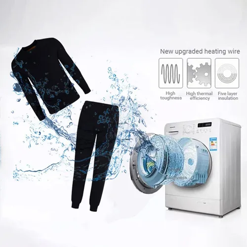 Vista 4 de HWZZ Ropa interior térmica aislada, camisetas eléctricas de manga larga, chaleco térmico USB lavable (batería no incluida), color blanco, Blanco