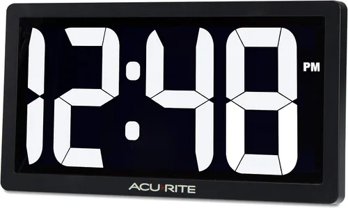 Vista 2 de AcuRite 75114M Reloj digital LED de 10 pulgadas con atenuación automática de brillo, blanco