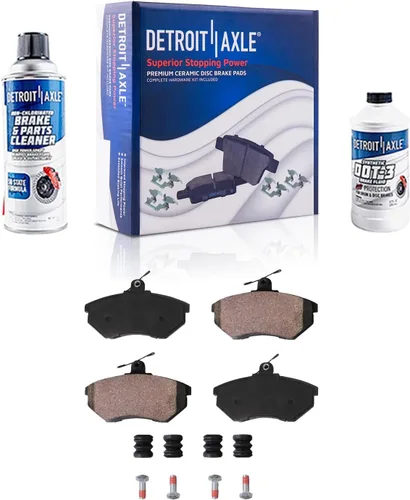 Vista 101 de Detroit Axle - Pastillas de freno para Ford F-150 99-03, 02 Lincoln Blackwood, Pastillas de freno de cerámica delanteras y traseras con repuesto