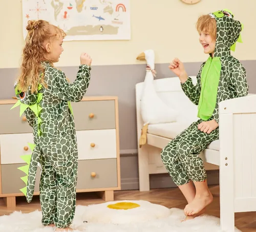 Vista 3 de IKALI Disfraz de dinosaurio para niños y niñas, disfraz de Halloween para bebé