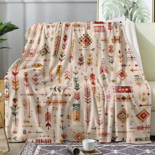 Vista 13 de Manta de vellón de cactus del desierto, color beige del suroeste para sofá, cama, sofá, mantas y mantas rústicas con patrón occidental, manta