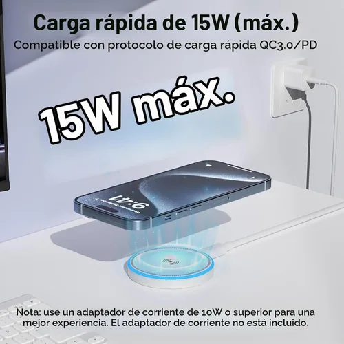 Vista 2 de Paquete de 2 cargadores inalámbricos magnéticos de 15 W, base de carga rápida c/cable USB C a USB C de 6 pies; apto para iPhone series