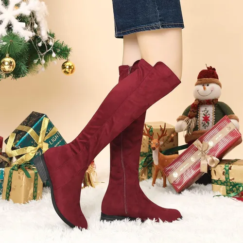Vista 2 de Allegra K Botas altas hasta la rodilla con cremallera lateral para mujer