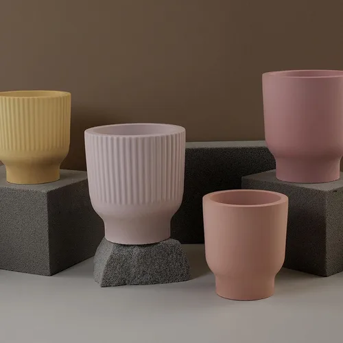 Vista 4 de Moldes redondos para tarros de velas, moldes de silicona cilíndrica creativa, moldes para hacer botellas redondas de rayas de hormigón