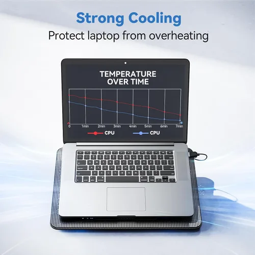 Vista 2 de TECKNET Almohadilla de enfriamiento para laptop, portátil, delgada, silenciosa, alimentada por USB, enfriador de almohadilla de enfriamiento con 3