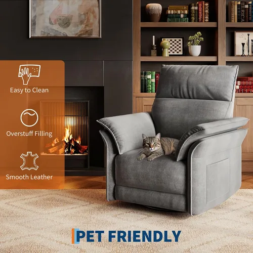 Vista 4 de Power Swivel Glider Recliner Chair, Chenille Grey