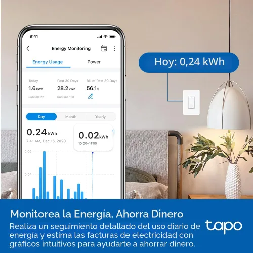 Vista 6 de TP-Link Tapo Smart - Kit de Interruptor Regulador Inteligente de 3 Vías, Compatible con Matter, Monitoreo de Energía, Cable Neutro Requerido