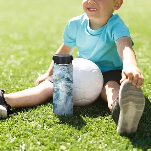 Vista 5 de Flashideas Botella de agua aislada con rayas de mármol, de acero inoxidable, multifuncional, sin BPA, mantiene las 24 horas frías 12 horas, regalos