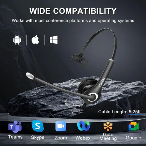 Vista 4 de Auriculares con cable Callez para computadora, auriculares de 3,5 mm/USB-C con micrófono con cancelación de ruido, auriculares para teléfono celular