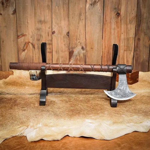 Vista 6 de Lord of Battles Soporte medieval de madera maciza para espada, soporte para espada, exhibición de espada de gladiador, soporte para espada katana