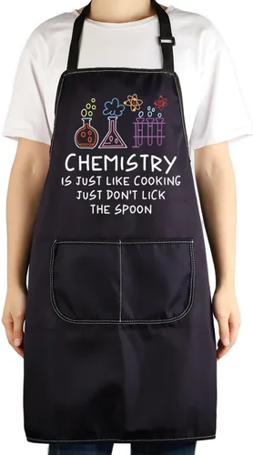 Vista 8 de CENWA Delantal divertido para amantes de la química, delantal de química, regalo para profesores, biología, química, delantales de cocina