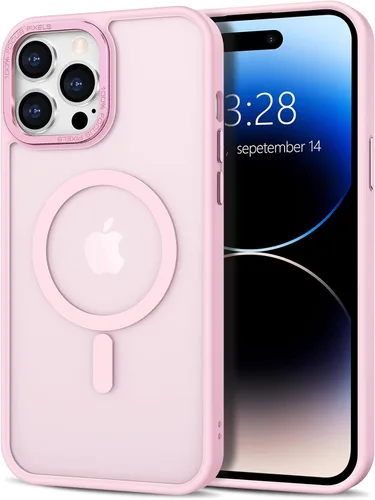 Vista 26 de Anuck - Funda magnética para iPhone 11 compatible con MagSafe, carcasa trasera mate translúcida dura, borde de TPU, delgada, resistente a impactos