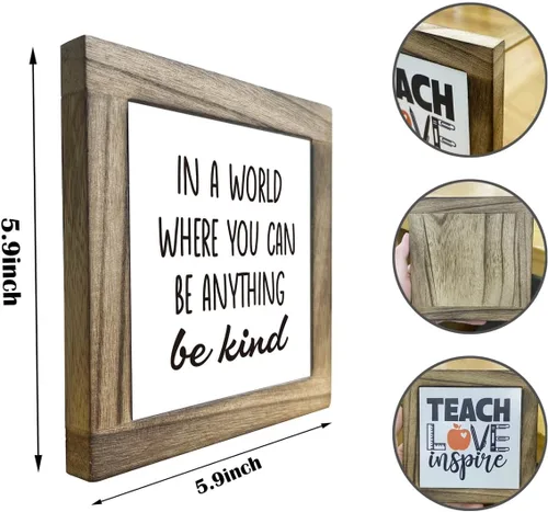 Vista 2 de Letrero de madera motivacional, caja de placas de madera, decoración de escritorio, placa de madera bondad, decoración de oficina estilo granja