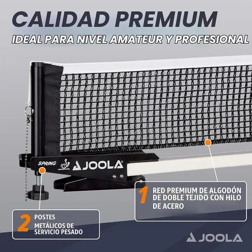 Vista 4 de JOOLA Premium Avanti Table Tennis Net and Post Set - Portable and Easy Setup Ping Pong Screw On Clamp Net Negro