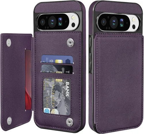 Vista 15 de Bizzib para Google Pixel 6A Funda de cuero tipo cartera con tarjetero, cubierta tipo libro con pata de pie, cierre magnético, funda protectora a