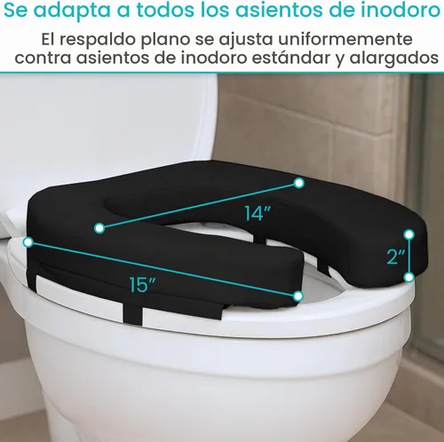 Vista 5 de Asiento de Inodoro Vive (Espuma Acolchada Suave) - Fácil de Limpiar, Acolchado Suave para Baño - Apto para Asientos Estándar y Alargados - Donut