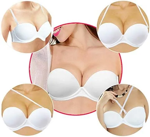 Vista 5 de Plusexy Brasier sin tirantes para mujer, con relleno grueso, con aros, convertibles, multivías