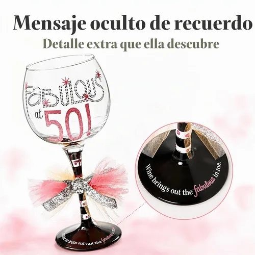 Vista 5 de Mud Pie copa de vino "Fabulous at 50
