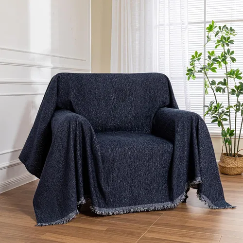Vista 32 de MEETSKY Funda Negra de Silla de Tamaño Grande, Funda de Chenilla para Sillón/Sofá de 1 Cojín para Perro, Fundas de Sofá Protector de Muebles